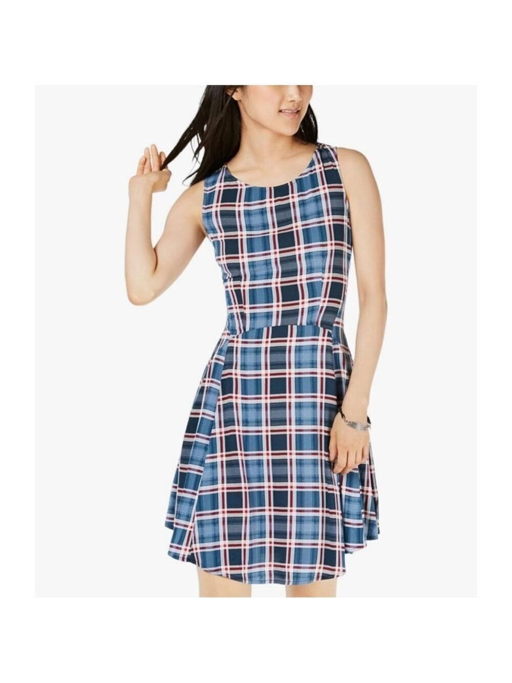 Be Bop Juniors Plaid Printed A Line Dress NWT
